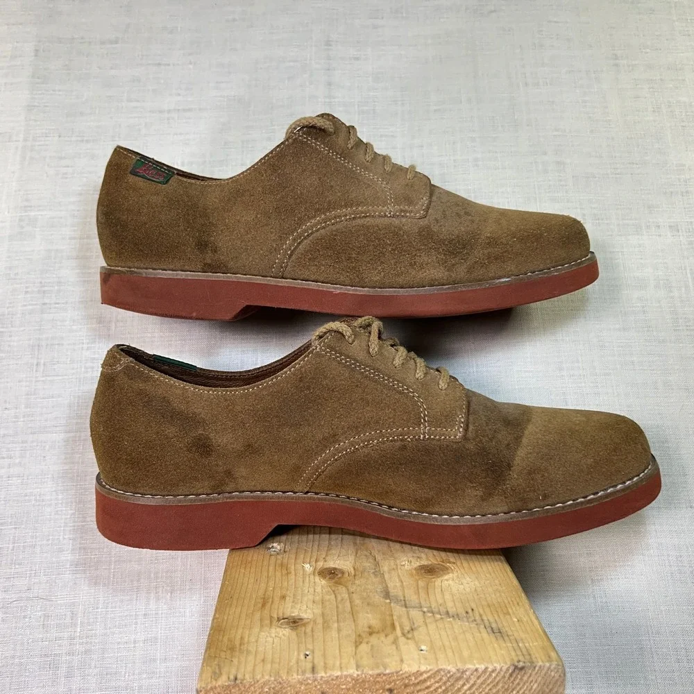 G.H. Bass Suede Leather Oxford  Men's 10 Brown Buc Suede Red Brick Sole CASUAL‎